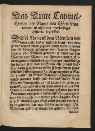 Das Dritte Capittel/ Woher der Name des Börnsteins komme ...