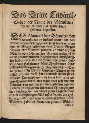 Das Dritte Capittel/ Woher der Name des Börnsteins komme ...