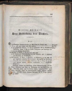 Dritter Abschnitt. Von Bedeckung der Dächer.