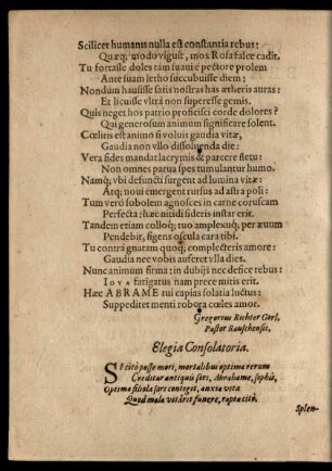Elegia Consolatoria.