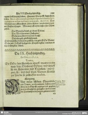 Die IX. Hochzeitpredig. Ex Gen.c.5.v.1.2