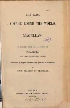 The first Voyage round the World by Magellan