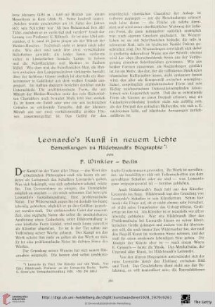 10/11: Leonardo's Kunst in neuem Lichte : Bemerkungen zu Hildebrandt's Biographie