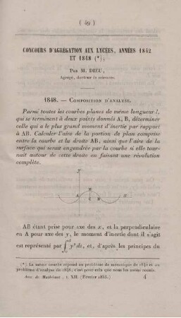 Concours d´agrégation aux lycées, années 1842 et 1848.