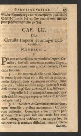 Cap. LII. De Circulis Imperii eorumqve Conventibus.