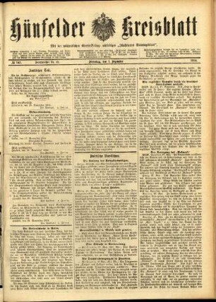 Ausgabe vom Dienstag, den 01. Dezember 1914.