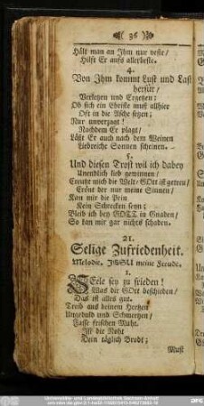 21. Selige Zufriedenheit.