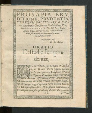 Oratio Destudio Iurisprudentiae.