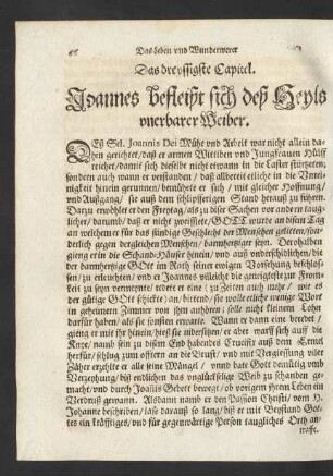 Das dreyssisgte Capitel. Joannes befleißt sich deß Heyls unerbarer Weiber.