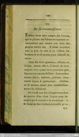 XV. De sa reconnaissance