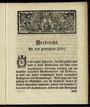 Vorbericht. An den geneigten Leser.