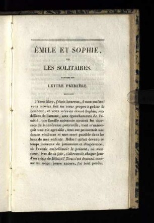 Émile et Sophie ou les solitaires