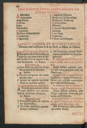 Absolutiones, Et Benedictiones