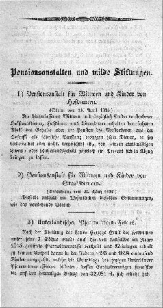 Pensionsanstalten und milde Stiftungen