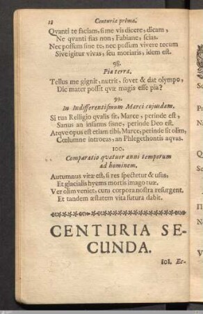 Centuria Secunda.