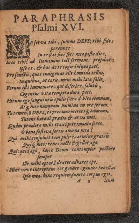 Paraphrasis Psalmi XVI.