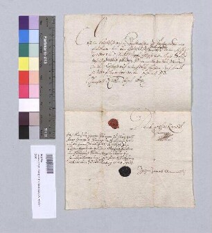 Quittung von David Karl Kaukol, Pfarrer zu Geiersthal, über 60 Gulden, die derselbe von Matthias Aichinger, Zechpropst zu Patersdorf, von Gotteshaus zu Patersdorf zu einem Kastenbau erhalten hat. S: David Karl Kaukol, Pfarrer zu Geiersthal