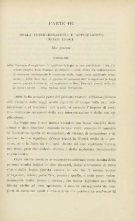 Parte III. Della interpetrazione e applicazione delle leggi