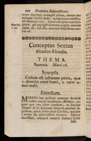 506-513, Conceptus Sextus. Ascetico-Moralis.