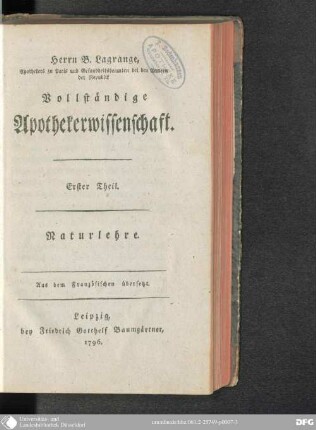Erster Theil: Naturlehre