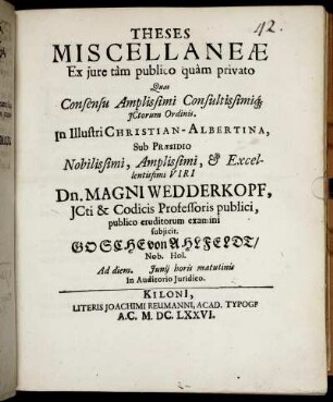 Theses Miscellaneae Ex iure tam publico quam privato