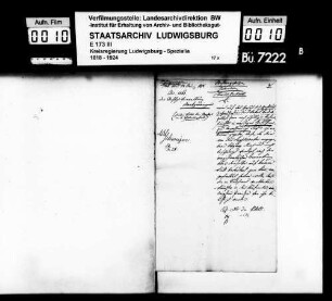 Stiftungssachen: Zehnten, Oberamt Ludwigsburg