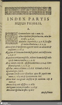 Index Partis Hujus Prioris