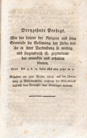 Dreyzehnte Predigt.