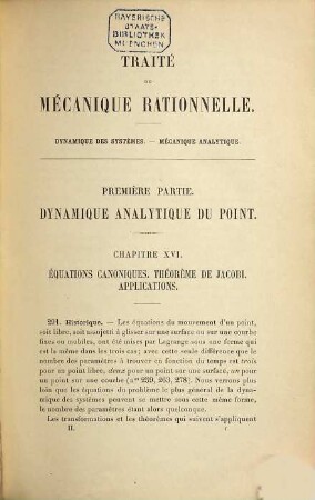 Traité de mécanique rationnelle, 2