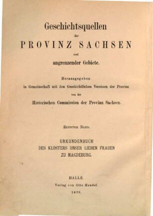Urkundenbuch des Klosters Unser Lieben Frauen zu Magdeburg