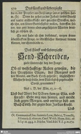 Das Fünff und siebenzigste Send-Schreiben