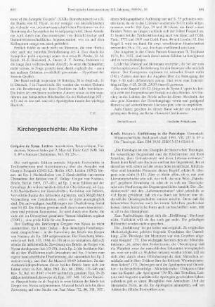 843-844 [Rezension] Gregorius Nyssenus, Lettres