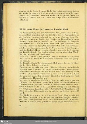 III. Die großen Meister der klassischen deutschen Musik