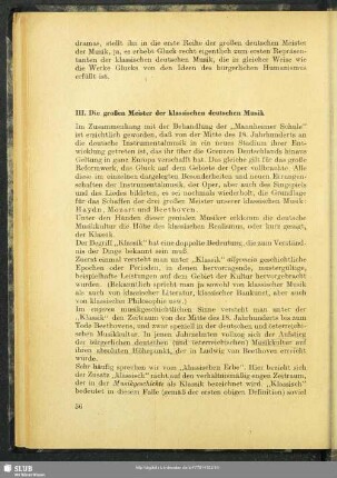 III. Die großen Meister der klassischen deutschen Musik