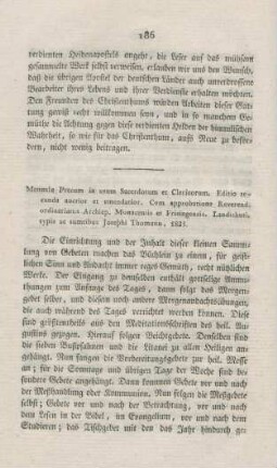 186-188 "Manuale precum in usum Sacerdotum et Clericorum"