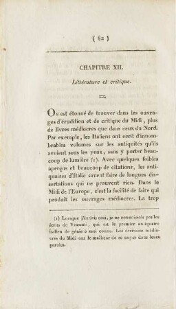 Chapitre XII. Littérature et critique