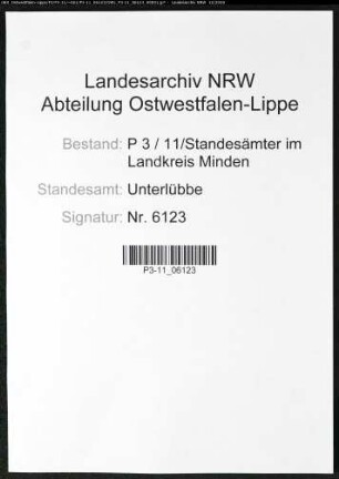 Sterberegister Standesamt Unterlübbe