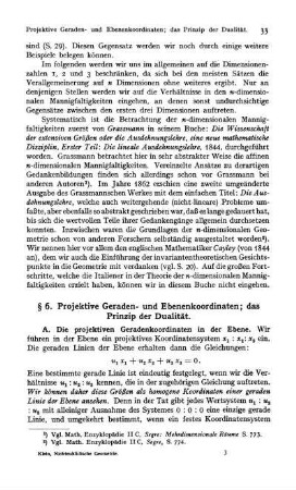A. Die projektiven Geradenkoordinaten in der Ebene.