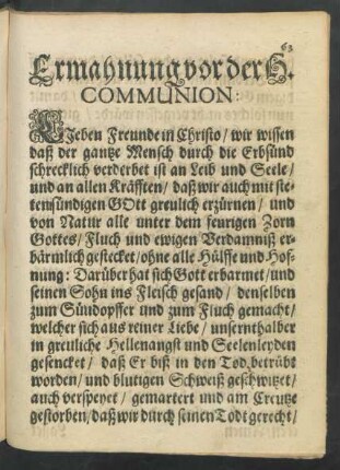 Ermahnung vor der H. Communion