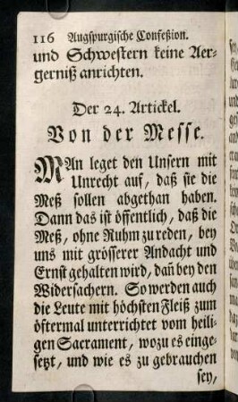 116-126, Der 24. Artickel. Von der Messe.