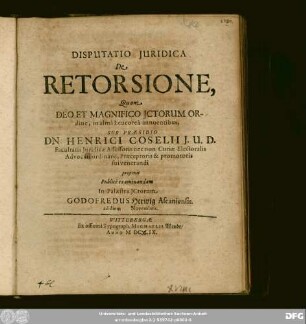 Disputatio Iuridica De Retorsione