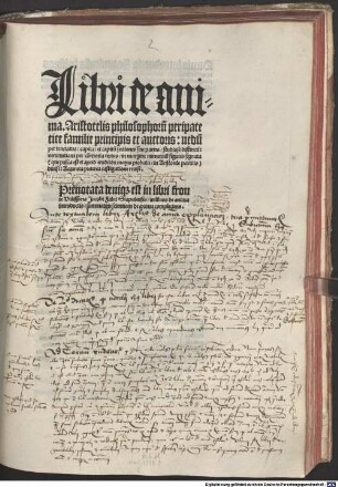 Libri de anima, Aristotelis philosophoru[m] peripatetice familie principis et auctoris : nedu[m] per tractatus, capita et capitu[m] sectiones siue partes, studiose distincti, ... in margine numeroru[m] figuris signata ... diuisi, Accurata preterea castigatione reuisi