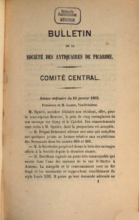 Bulletin de la Société des Antiquaires de Picardie. 9. 1865/67. - 1867