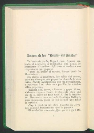 Después de leer "Cuentos del arrabal"