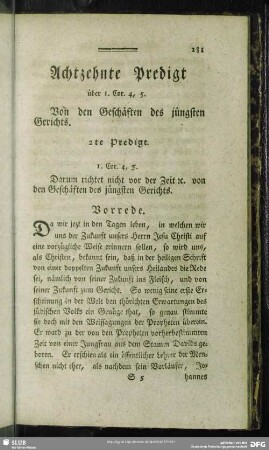 Achtzehnte Predigt über 1. Cor. 4, 5