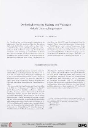 Die keltisch-römische Siedlung von Wallendorf (lokale Untersuchungsebene)
