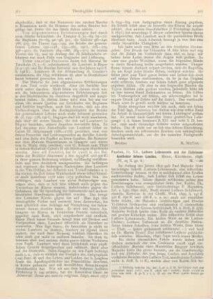 312-313 [Rezension] Paulus, Nik., Luthers Lebensende und der Eislebener Apotheker Johann Landau