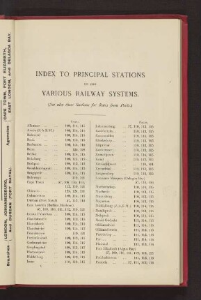 INDEX TO PRINCIPAL STATIONS