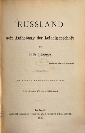 Rußland seit Aufhebung der Leibeigenschaft