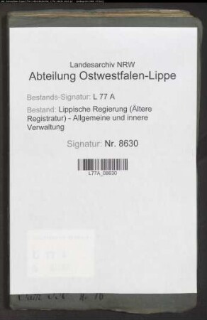 Wege-(Chaussee-)gelderhebung zu Schwalenberg und Brakelsiek, Bd. 1